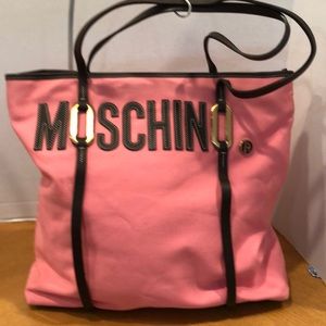 Moschino Vintage Canvas Brushed Gold New tall Tote! Stunning! Wear everyday Pink